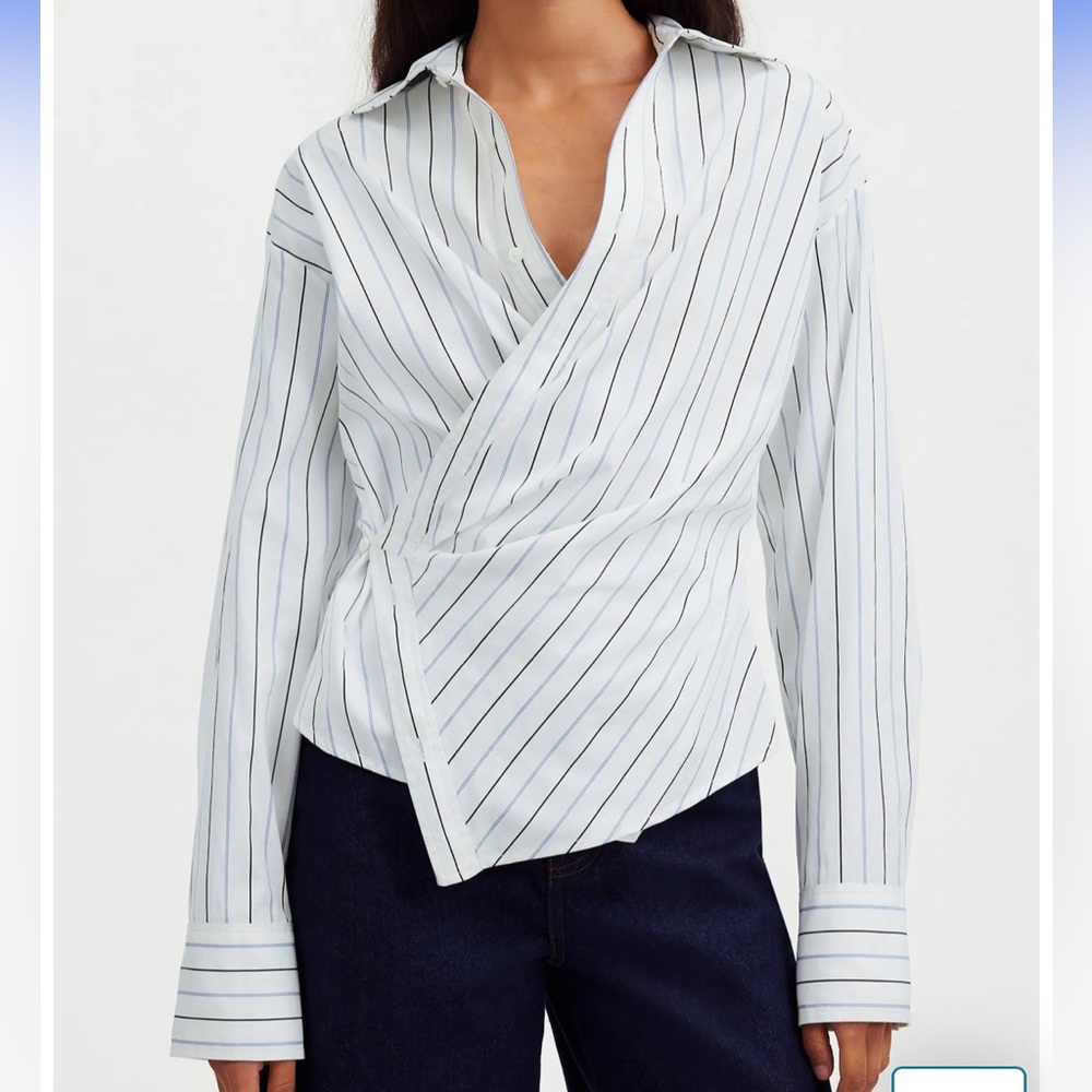 NEW WITH TAGS Madewell Asymmetric Button-up Shirt in Hydrangea Stripe, Size 14